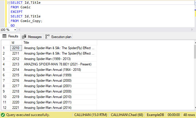 Options to Compare Table Records – Chad Callihan