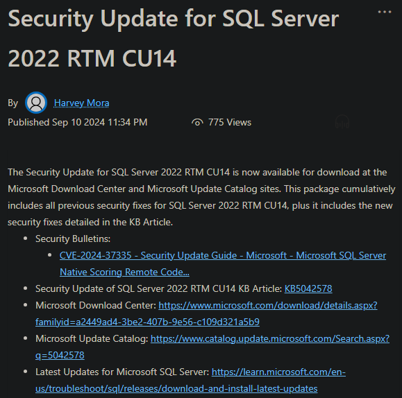Review the Latest SQL Server Security Updates – Chad Callihan